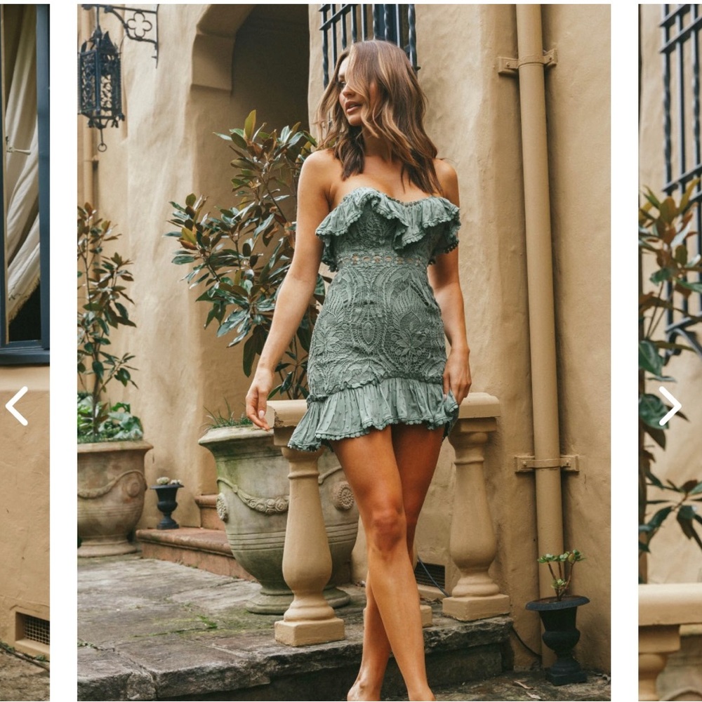 Small, Olive Green, Strapless Dress, Never Worn
